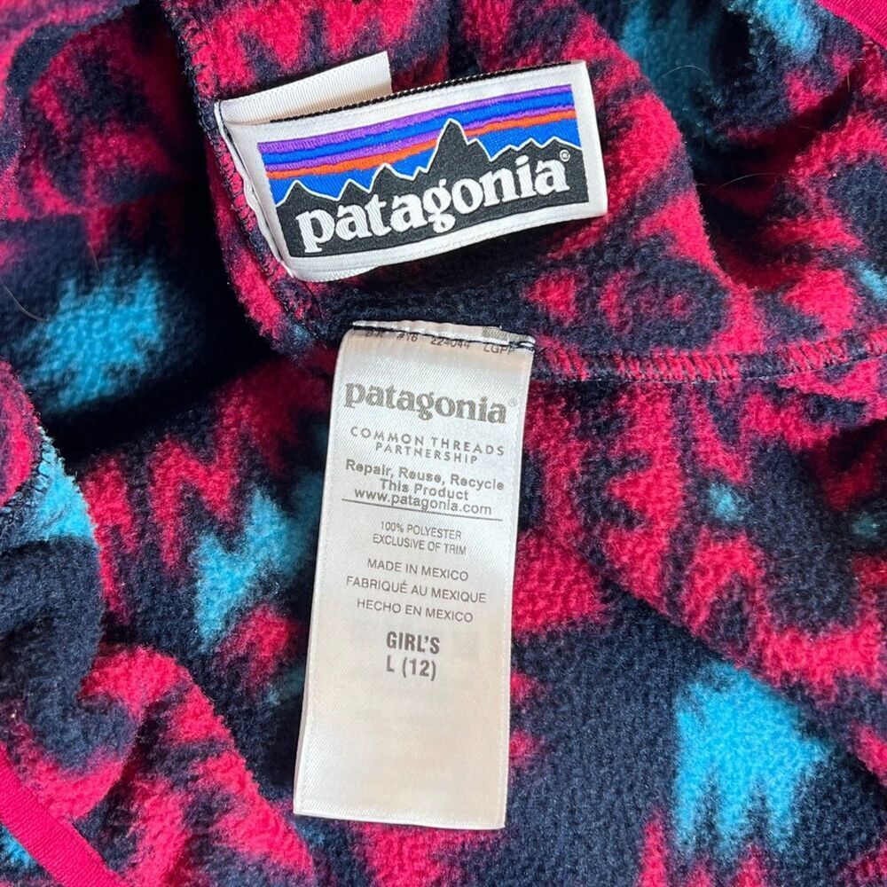 Patagonia Synchilla Snap-T Fleece Pullover Aztec Print Button Up Girls L (12) - Picture 3 of 10